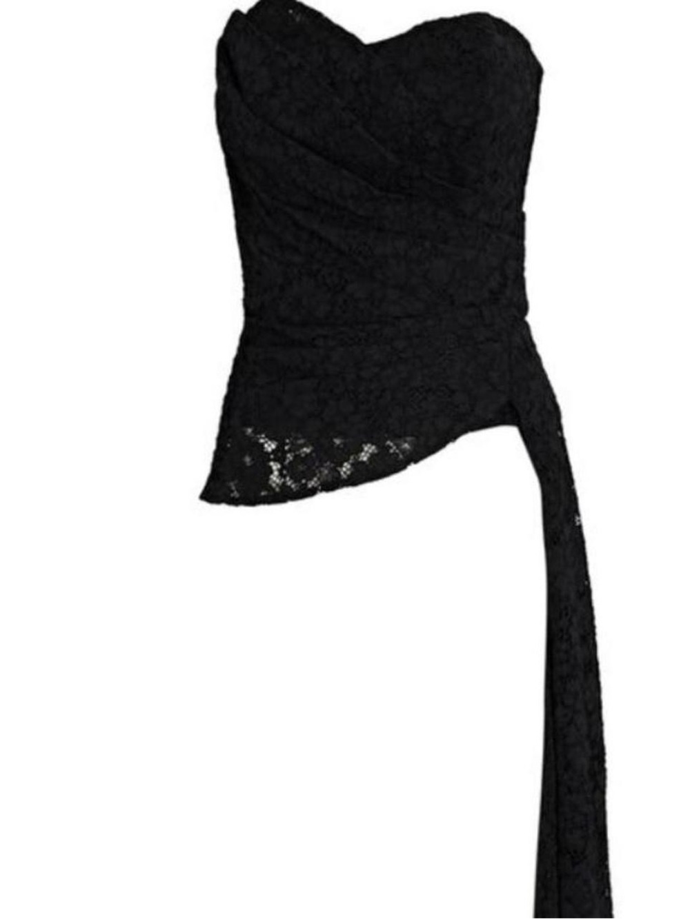 Veronica Beard Black Strapless Lace Asymmetric Peplum Top